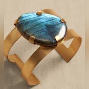 Banana Republic LABRADORITE PEBBLE Brass CUFF By AUREUS+ ARGENT, Sold Out!